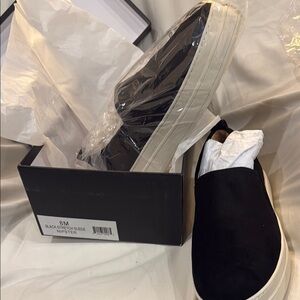 Black Suede Slip-On Sneakers